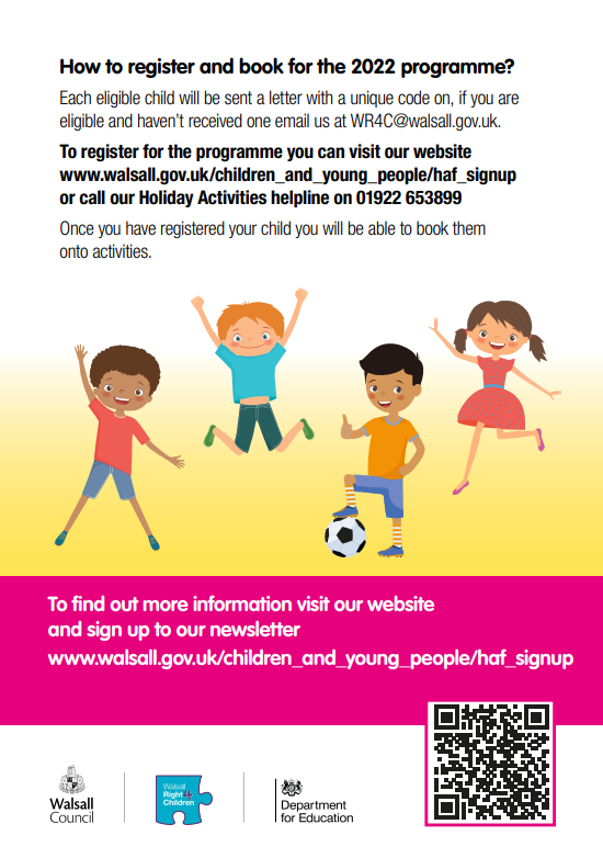 Walsall Holiday Activity & Food Programme 2022 Flyer