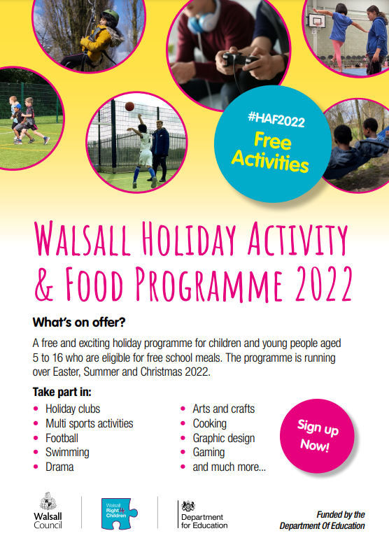 Walsall Holiday Activity & Food Programme 2022 Flyer
