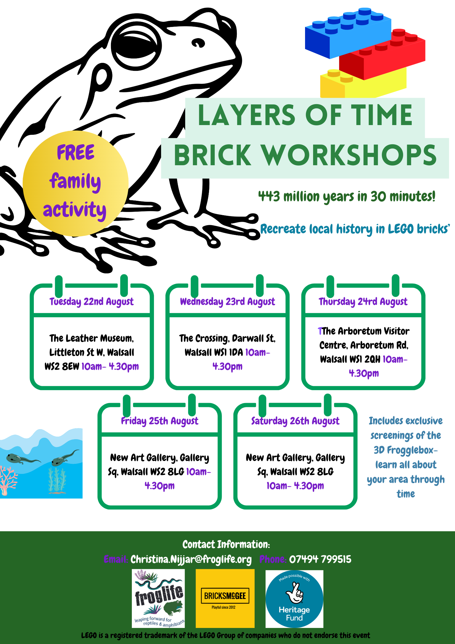Layers of time Brick Workshops. FREE family activity for children who love Lego!