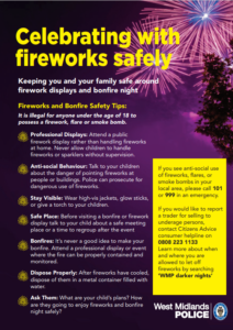 Celebrating fireworks safely poster. 