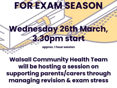 Parent Workshop for exam season. Note pad and pen in background.