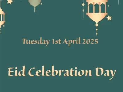 Eid Celebration Day 01/04/2025 with gold lamps / lanterns